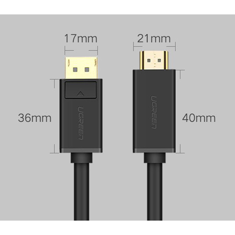 Кабель DisplayPort M - HDMI M 2 м. v1.4, DP101 чорний UGREEN