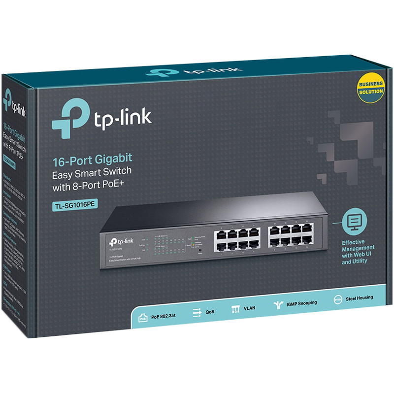 Комутатор TP-Link TL-SG1016PE 16x1GE/8xPoE+ 124.4 Вт, EasySmart