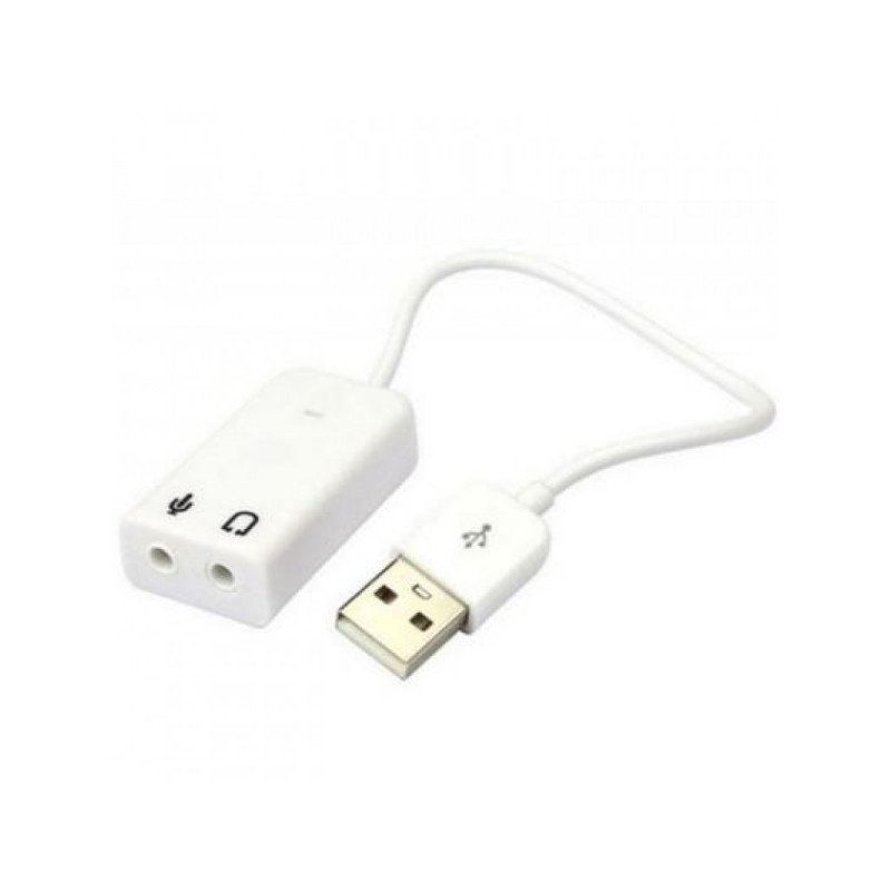 Звукова карта USB AUX jack, 2*TRS (Mic + Ear), Virtual 7.1 Channel, C-Media, кабель 25 см, біла