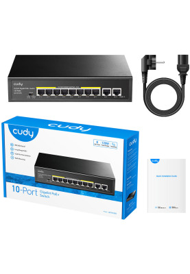 Комутатор Cudy GS1010PE, 8-Port Gigabit PoE+ Switch with 2 Gigabit Uplink Ports 120W