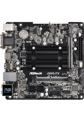 Материнська плата ASRock J5005-ITX/REF (Quad-Core Pentium 2.8GHz, 2xDDR4SoDIMM, VGA/HDMI/DVI, 1*PCIe, 2xSATAIII, miniITX)
