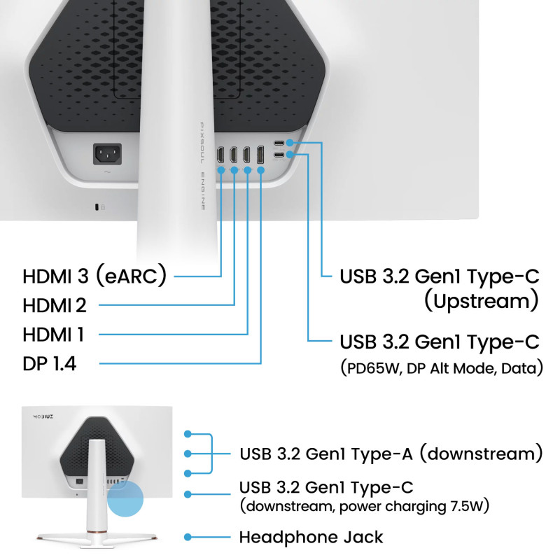TFT 27" BenQ EX271U, 4K UHD, IPS, 165Гцб 1ms, HDMI, DP, USB-C, HAS, Pivot, чорно-білий