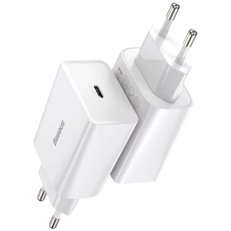 Зарядний пристрій 1xUSB 20W (USB-C) Білий Baseus
