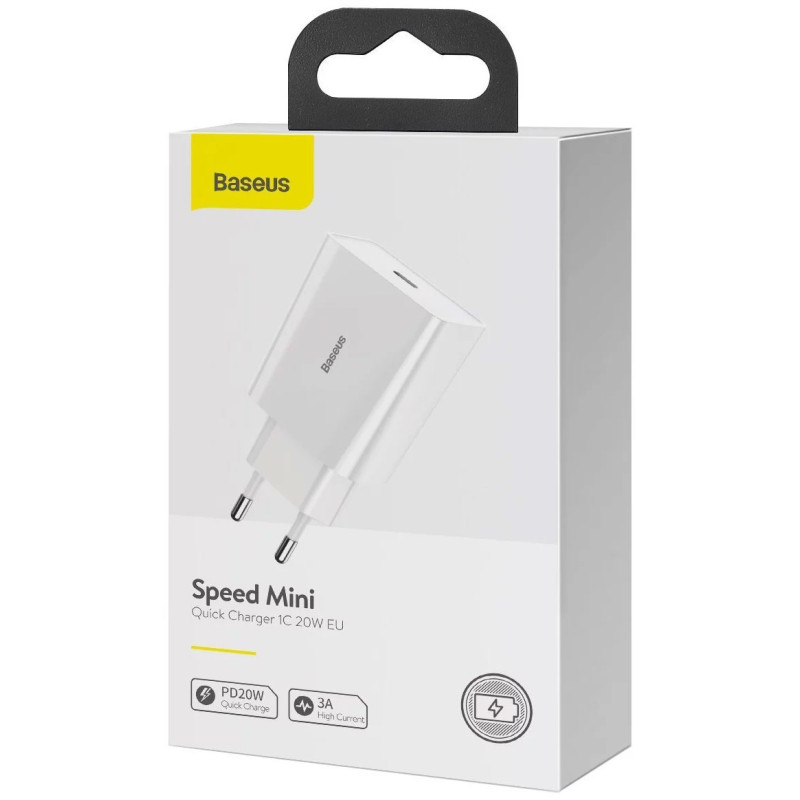 Зарядний пристрій 1xUSB 20W (USB-C) Білий Baseus