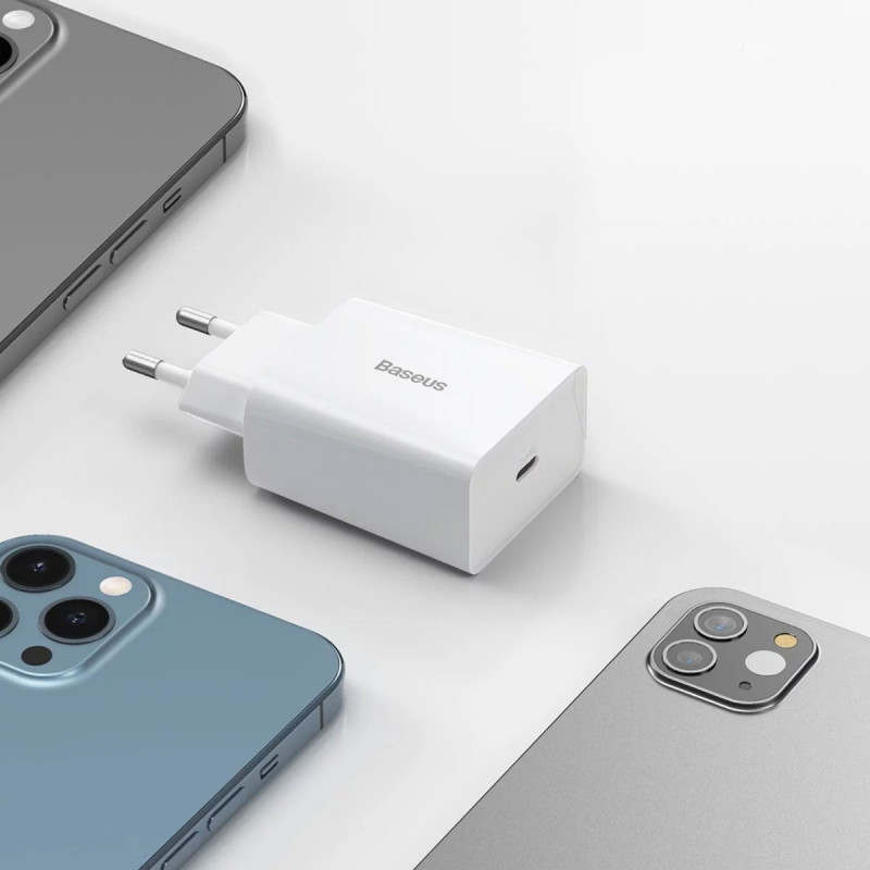 Зарядний пристрій 1xUSB 20W (USB-C) Білий Baseus