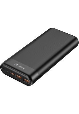 УМБ Sandberg 20000mAh 65W 3A, PD,QC3.0, Always-ON-Mode, USB, 2хType-C OUT, кабель 100W 0.5m