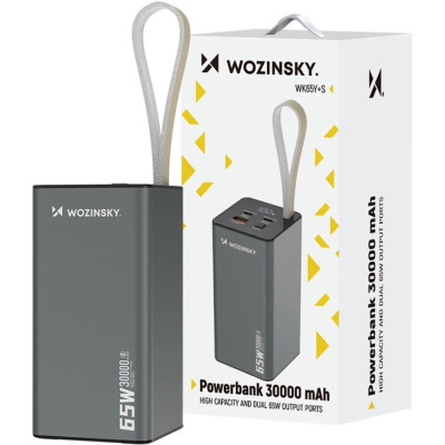 УМБ Wozinsky 30000mAh K65+ 65W PD,QC USB-A,2xUSB-C Gray УМБ Wozinsky 30000mAh K65+ 65W PD,QC USB-A,2xUSB-C Gray
