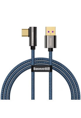 Кабель USB3.1 AM-Type-C M, 1 м, 66W, 90° Синій, Legend Series Elbow CATCS Baseus