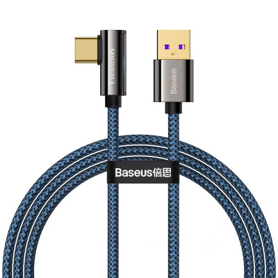 Кабель USB3.1 AM-Type-C M, 1 м, 66W, 90° Синій, Legend Series Elbow CATCS Baseus