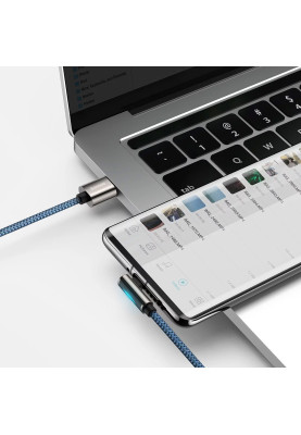 Кабель USB3.1 AM-Type-C M, 1 м, 66W, 90° Синій, Legend Series Elbow CATCS Baseus