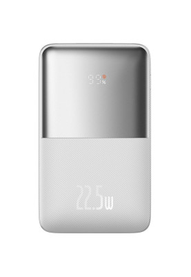 УМБ Baseus Bipow Pro 20000mAh 22.5W, 2хUSB-A QC3.0, In USB-C Li-pol, Display + Cable, white