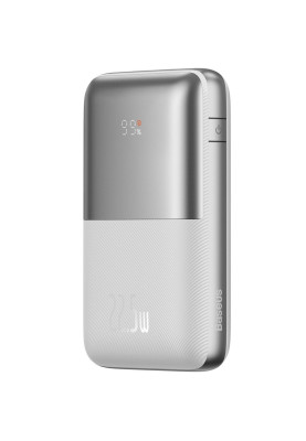 УМБ Baseus Bipow Pro 20000mAh 22.5W, 2хUSB-A QC3.0, In USB-C Li-pol, Display + Cable, white