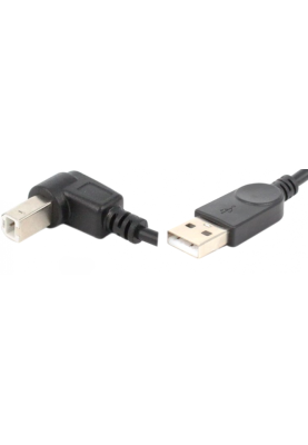 Кабель USB AM-BM, 1.0 м, на верх 90° чорний