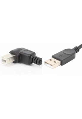 Кабель USB AM-BM, 1.0 м, кут 90° наліво, чорний