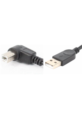 Кабель USB AM-BM, 1.0 м, кут 90° направо, чорний
