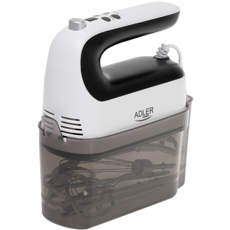 Міксер Adler AD 4229 ручний/ 600Вт/ 9 швидкостей/ Turbo/ контейнер для аксесуарів/ білий