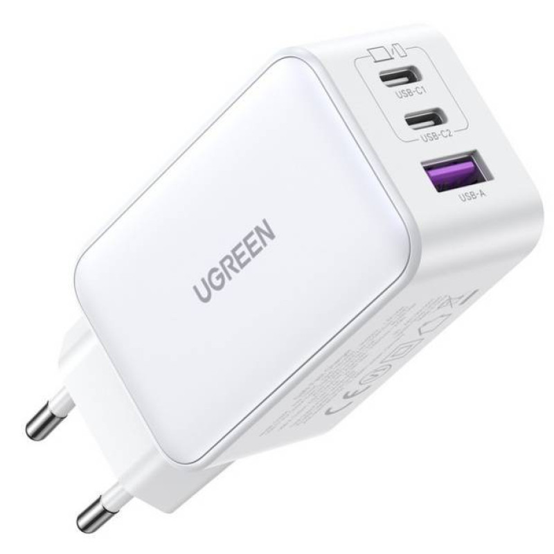 Зарядний пристрій 3xUSB 65W (2хUSB-C+USB-A) Gan CD244 Білий Ugreen