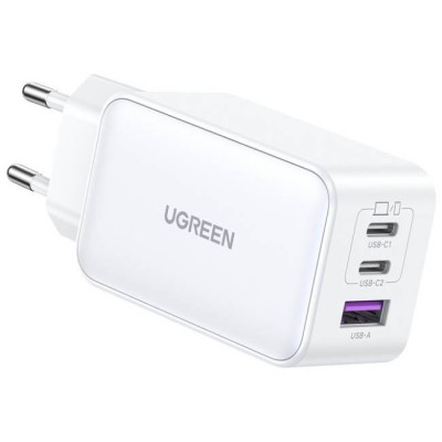 Зарядний пристрій 3xUSB 65W (2хUSB-C+USB-A) Gan CD244 Білий Ugreen