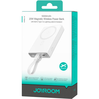 УМБ Joyroom Magnetic Wireless 10000mAh JR-PBM01 20W QC,  USB-C In/Out White