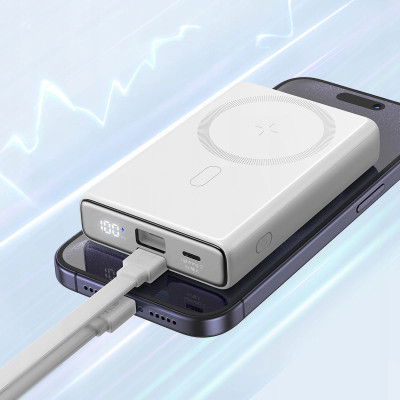 УМБ Joyroom Magnetic Wireless 10000mAh JR-PBM01 20W QC,  USB-C In/Out White