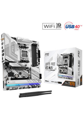 ASRock X870 PRO RS WIFI (AM5/X870, 4*DDR5, 2xPCIex16, HDMI/USB4, 4xSATA, 3xM.2, 2.5GLan, ATX)