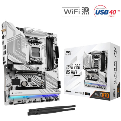 ASRock X870 PRO RS WIFI (AM5/X870, 4*DDR5, 2xPCIex16, HDMI/USB4, 4xSATA, 3xM.2, 2.5GLan, ATX) ASRock X870 PRO RS WIFI (AM5/X870, 4*DDR5, 2xPCIex16, HDMI/USB4, 4xSATA, 3xM.2, 2.5GLan, ATX)