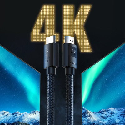 Кабель HDMI M - M, 5.0 м, V2.0 Cafule 4K@60Hz, в поліуретановій оплітці HD119 UGREEN