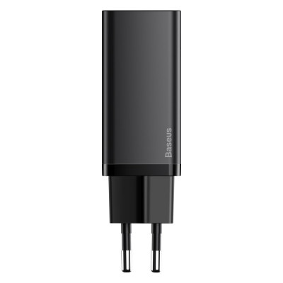 Зарядний пристрій 2xUSB 65W GaN (USB-C+USB-A) Чорний Baseus