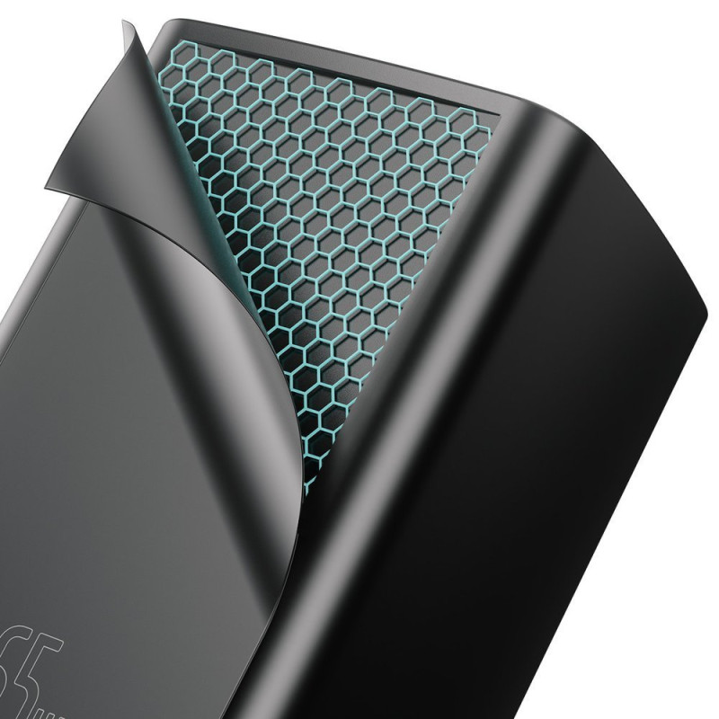 Зарядний пристрій 2xUSB 65W GaN (USB-C+USB-A) Чорний Baseus