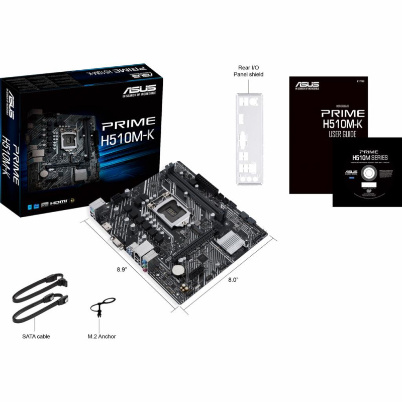 ASUS PRIME H510M-K (1200/H510, 2*DDR4, 1xPCIex16, DVI/VGA, 4xSATAІІІ, M.2, GLan, 7.1ch, mATX)