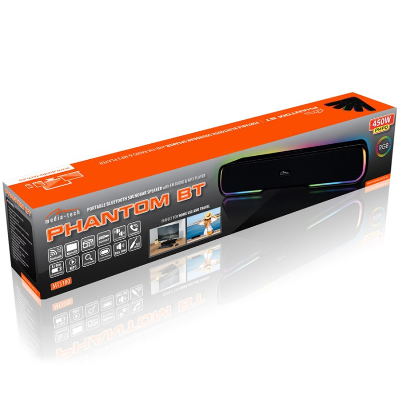 Акустична система 2.0 Media-Tech Bluetooth Soundbar PHANTOM BT 10Вт., LED Light