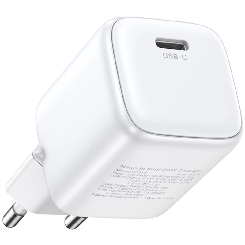 Зарядний пристрій 1xUSB 30W (USB-C) Gan PD Nexode Mini Білий CD319 Ugreen