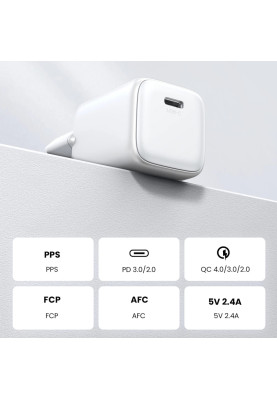 Зарядний пристрій 1xUSB 30W (USB-C) Gan PD Nexode Mini Білий CD319 Ugreen