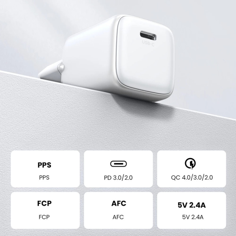 Зарядний пристрій 1xUSB 30W (USB-C) Gan PD Nexode Mini Білий CD319 Ugreen