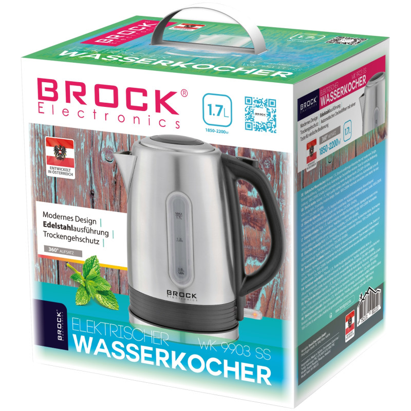 Електрочайник BROCK WK 9903 SS 1850Вт/ 1.7л/ нержавіюча сталь