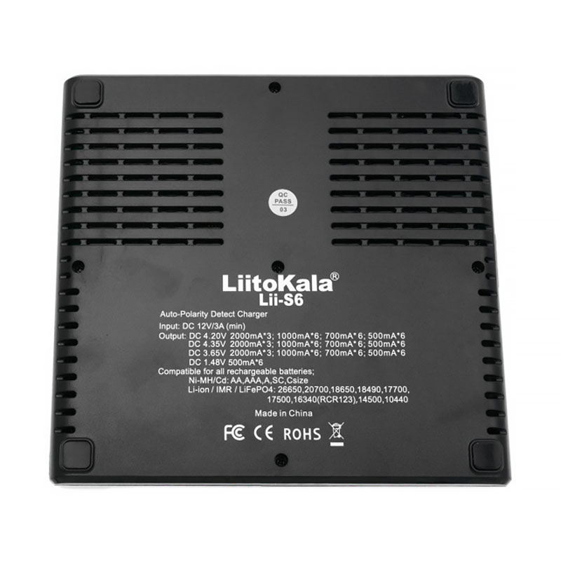 Зарядний пристрій LiitoKala Lii-S6, 6x(Lion/LiFePO4/NiMH/NiCd), Auto Polarity, Display