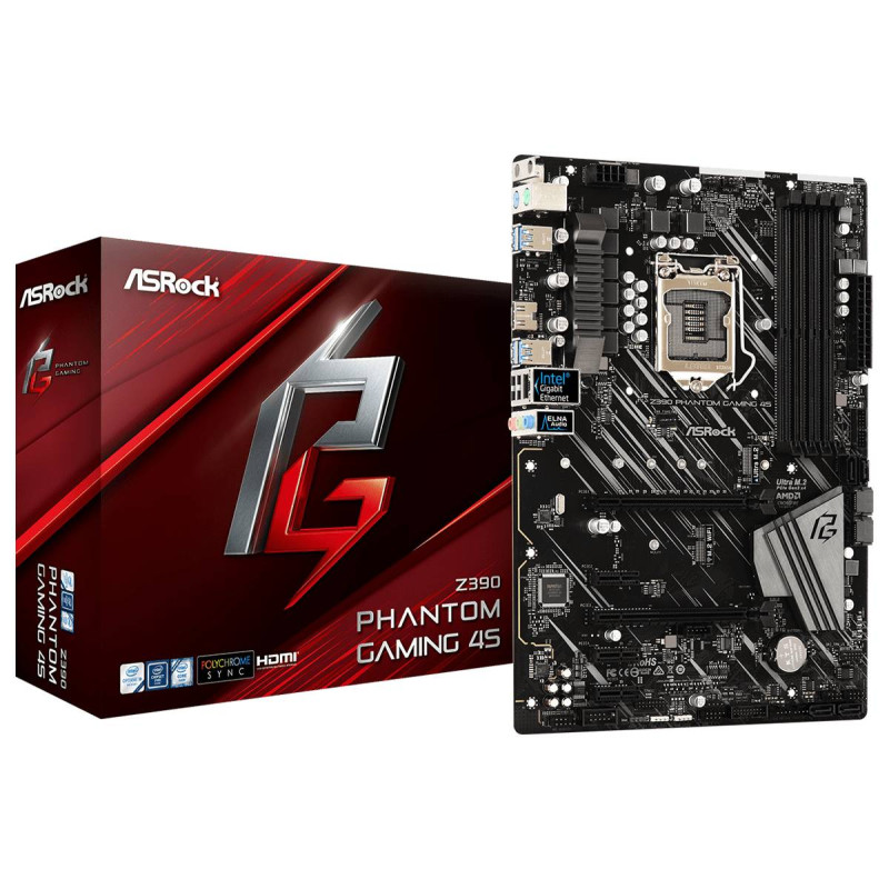 Материнська плата ASRock Z390 PHANTOM GAMING 4S/REF (1151/Z390, 4*DDR4,2xPCIex16, 6xSATAІІІ, RAID, 2xM.2, GLan, 8ch, ATX)