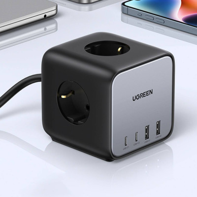Зарядний пристрій 4xUSB 65W (2хUSB-C+2xUSB-A + 2хSchuko) DigiNest Cube Power Strip CD268 Ugreen