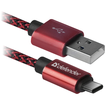 Кабель USB AM-Type-C M, 1.0 м, червоний, 09-03T PRO Defender