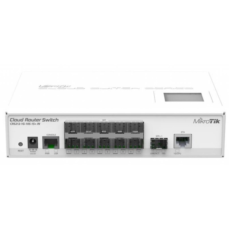 Комутатор Mikrotik CRS212-1G-10S-1S+IN (1x1G, 1xSFP+, 10хSFP, L3)