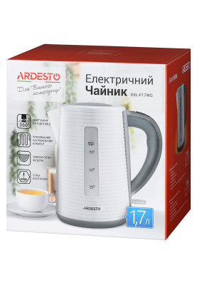 Електрочайник Ardesto EKL-F17WG 1.7л/2150Вт/strix контроль/колір білий + сірий