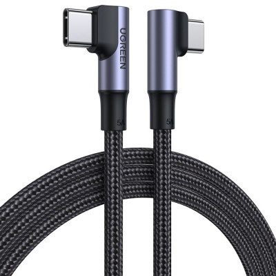Кабель USB 2.0 Type-C M-M, 2 м, 90°, (20V/5A), (100W) Косм. Сірий US335 UGREEN