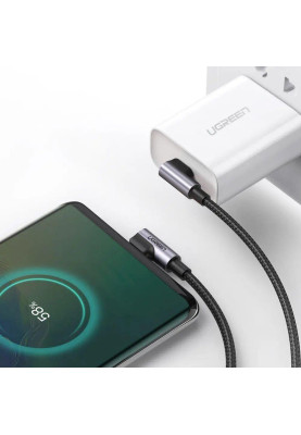 Кабель USB 2.0 Type-C M-M, 2 м, 90°, (20V/5A), (100W) Косм. Сірий US335 UGREEN