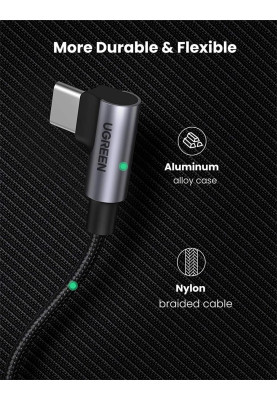 Кабель USB 2.0 Type-C M-M, 2 м, 90°, (20V/5A), (100W) Косм. Сірий US335 UGREEN