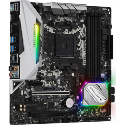ASRock B450M STEEL LEGEND/REF (AM4/B450, 4*DDR4, 2xPCIex16, DP, HDMI, 4xSATAІІІ, 2xM.2, GLan, 8ch,