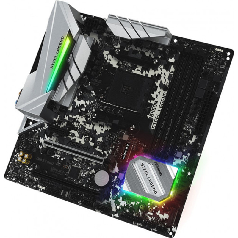 ASRock B450M STEEL LEGEND/REF (AM4/B450, 4*DDR4, 2xPCIex16, DP, HDMI, 4xSATAІІІ, 2xM.2, GLan, 8ch,