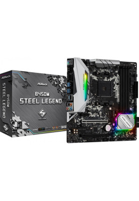 ASRock B450M STEEL LEGEND/REF (AM4/B450, 4*DDR4, 2xPCIex16, DP, HDMI, 4xSATAІІІ, 2xM.2, GLan, 8ch,