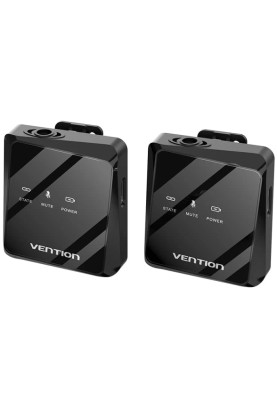Бездротовий подвійний петличний мікрофон Vention USB-C 2-Pack Wireless Lavalier Black