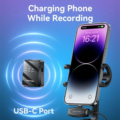 Бездротовий подвійний петличний мікрофон Vention USB-C 2-Pack Wireless Lavalier Black Бездротовий подвійний петличний мікрофон Vention USB-C 2-Pack Wireless Lavalier Black