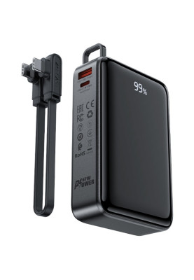УМБ Acefast 20000mAh 67W PD3.0 20В/3.35A Type-C, USB-A, with cable, Li-ion M4 Black